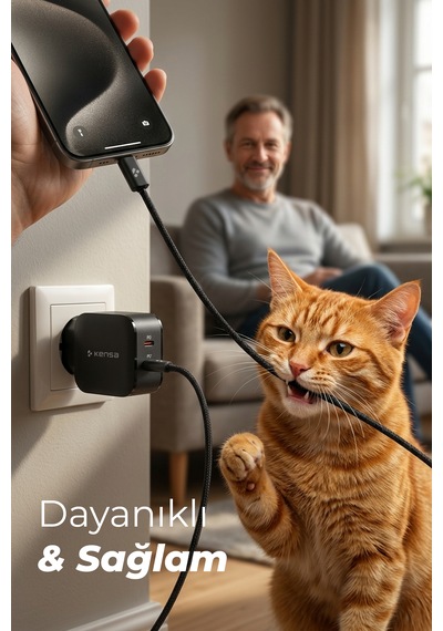 60w Çift Portlu Usb-c Girişli Akıllı Hızlı Şarj Adaptör Kablo Seti - Pd Ve Qc Destekli