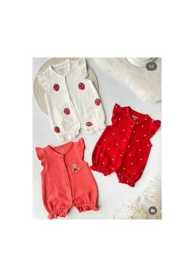 Bambino Unez Kız Bebek 3'lü Müslin Tulum Seti Çilek Nakışlı Tavşan Nakışlı Puantiyeli Yazlık Çok Renkli Çok Renkli Bambino Unez Kız Bebek 3'lü Müslin Tulum Seti Çilek Nakışlı Tavşan Nakışlı Puantiyeli Yazlık Çok Renkli Çok Renkli