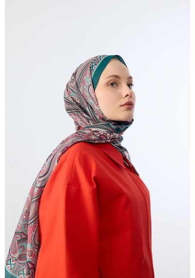 Mirsoy Scarf Mina Etnik Desen Şal Petrol