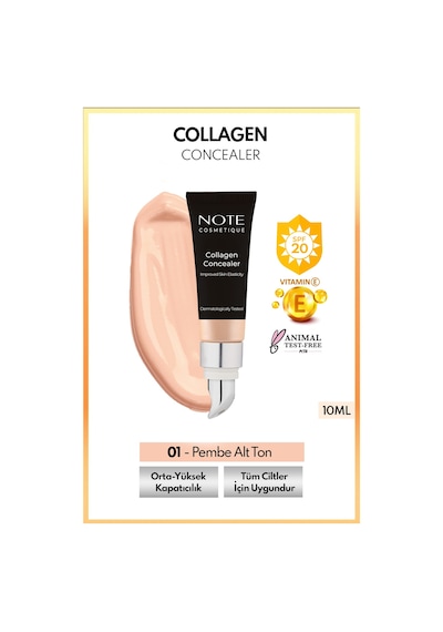 Note Cosmetique Collagen Concealer Spf 20 Kolajen Içerikli Göz Altı Kapatıcısı - 01 Açık