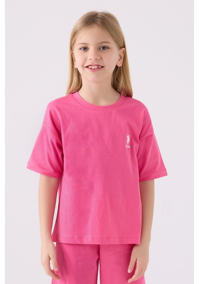 U.S. Polo Assn. U.s. Polo Assn Kız Çocuk Pembe Bermuda Takım Us1848-c-v6 Pembe