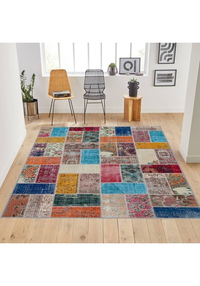 Rovigo Home Dijital Baskı Yıkanabilir Kaymaz Taban Salon Halısı  RVG1785 Çok Renkli
