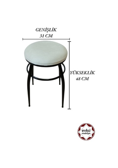 Evko Mobilya Tabure, Bar Taburesi, 2'li Tabure,siyah Ayaklı-krem