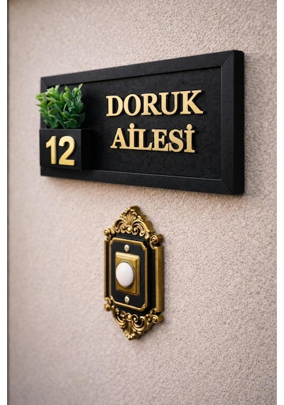 İsime Özel Tasarım Ahşap Kapı İsimliği Çiçekli 10x20 Cm Mdf Dekoratif Kapı Tabelası