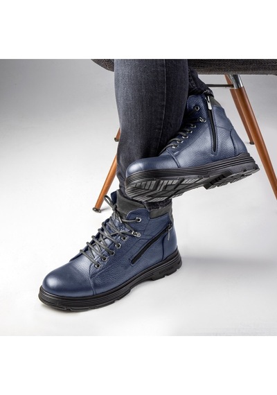 Ducavelli Ankle Hakiki Deri Bağcıklı Kauçuk Taban Erkek Bot, Fermuarlı Bot