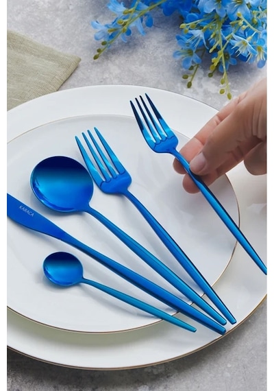 Karaca  Orion 30 Parça 6 Kişilik Çatal Kaşık Bıçak Takımı Blue
