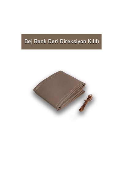 Peugeot 406 İçin Uyumlu Özel Süper Deri Direksiyon Kılıfı, Dikmeli Bej Renk Spor Dikiş