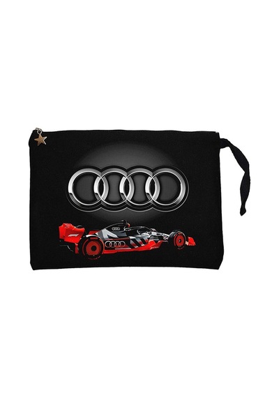 F1 Audi Logo 3D Siyah Clutch Astarlı Cüzdan / El Çantası Siyah