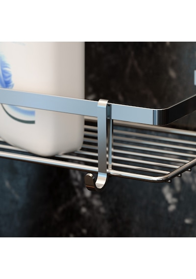 Teknotel Iki Katlı Lamalı Banyo Rafı Kancalı Krom Es067H Çok Renkli