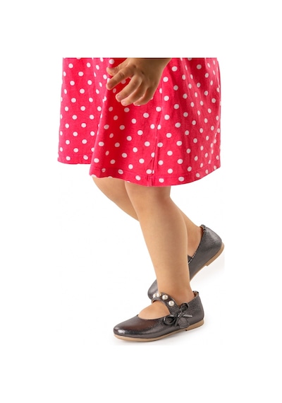 Kiko Kids İncili Günlük Cırtlı Kız Çocuk Babet Ayakkabı 253 Platin 001