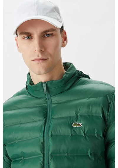 Lacoste Synthetic Fill Jacket Gizlenebilir Kapişonlu Şişme Erkek Mont Yeşil Yeşil