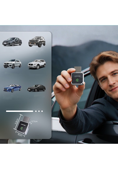 Lenyes Lcp06 Android Auto Destekli Carplay Usb Bluetooth 5.3 Wireless Transmitter Adaptör Siyah