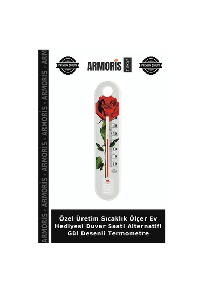 Özel Üretim Sıcaklık Ölçer Ev Hediyesi Duvar Saati Alternatifi Gül Desenli Termometre