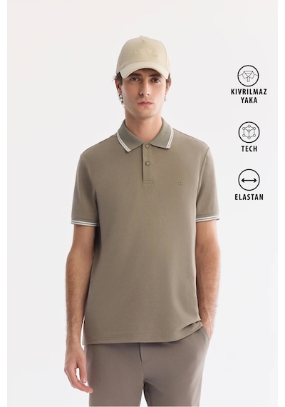 Avva Erkek Yeşil Kıvrılmaz Polo Yaka Pamuklu Teknik Kumaş Regular Fit T-shirt A61y1097