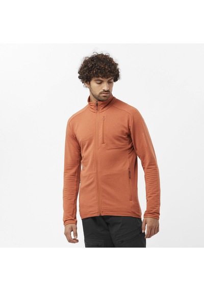 Salomon Essentıal Lıghtwarm Erkek Tam Fermuar Polar Baked Clay Lc2224600 Turuncu