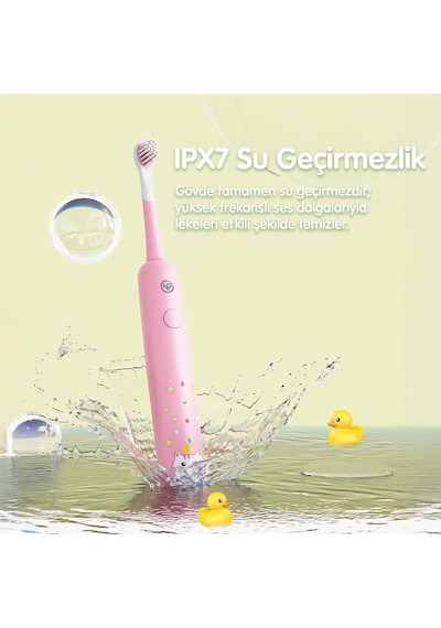Npo Nicefeel X500 39600vps Şarjlı Sonic Çocuk Diş Fırçası-pembe