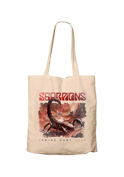 Scorpions Coming Home Live Krem Fermuarlı Bez Çanta Gabardin