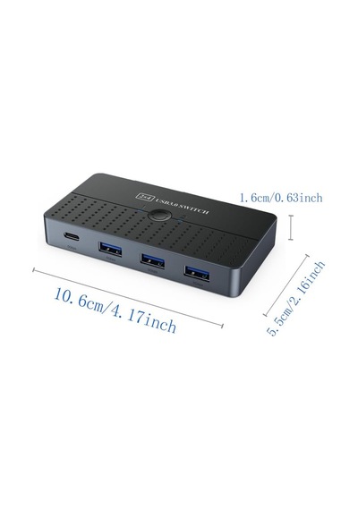 Usb 3.0 Anahtarı 2 Bilgisayar 4 Portlu Usb C & A Paylaşım Anahtarı, Pc Paylaşımı İçin Usb Switcher Hub Fare Klav
