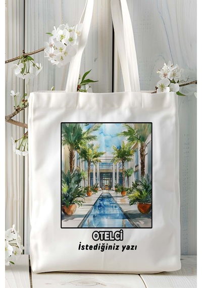 Art Hediye Otelci Baskılı Bez Omuz Çantası Kişiye Özel Model 8 Çok Renkli