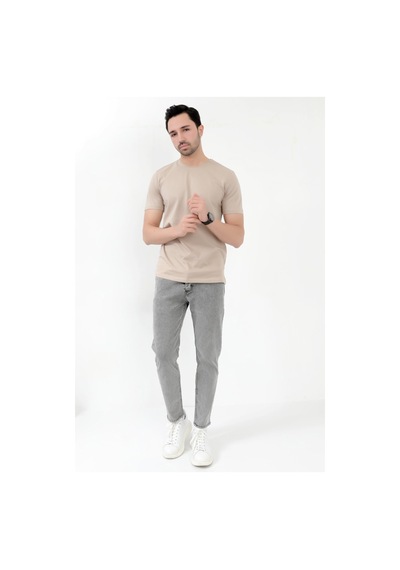 Giysa Erkek Skinny Jean Gri Kar Yıkama Düğme Kapamalı Likralı Kot Pantolon - 5602 Gri