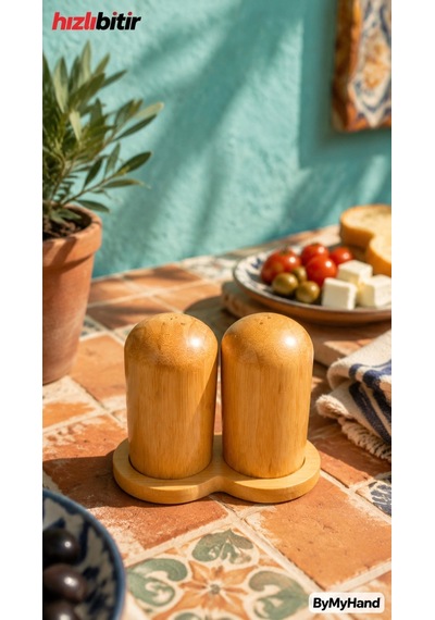 Bymyhand Stantlı Bambu Tuzluk Ve Karabiberlik 2'li Set Ahşap