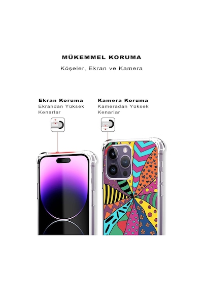 Samsung Galaxy M22 Uyumlu Retro Color 4 Baskılı Şeffaf Köşe Korumalı Antişok Kılıf