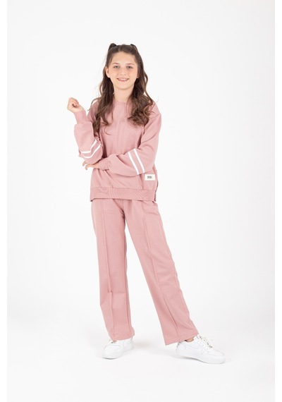 Mnk Baby & Kids Kız Çocuk Sport Armalı Yan Çıtçıt Detaylı Eşofman Takımı M00759 Pudra