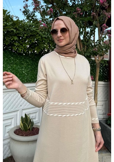 Rabia Şamlı Samanyolu Taş Triko Elbise Normal