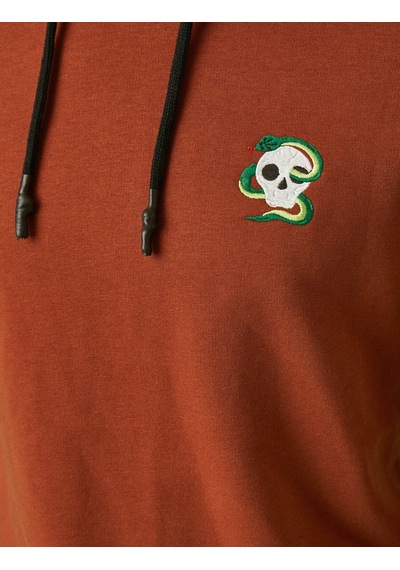 Koton Kuru Kafa İşlemeli Kapşonlu Sweatshirt Kahverengi 2kam71035mk Kahve