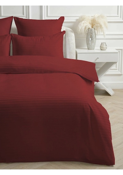 Line Bordo Pamuk Saten Çift Kişilik Nevresim Takımı Lastiksiz Çarşaflı 4 Parça Set Bordo
