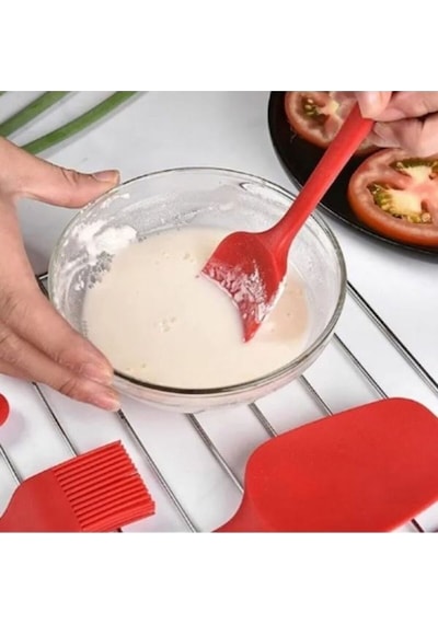 Isıya Dayanıklı Yanmaz Yapışmaz Silikon Spatula Seti 6 Parça Zr5 Silikon Kırmızı Diğer