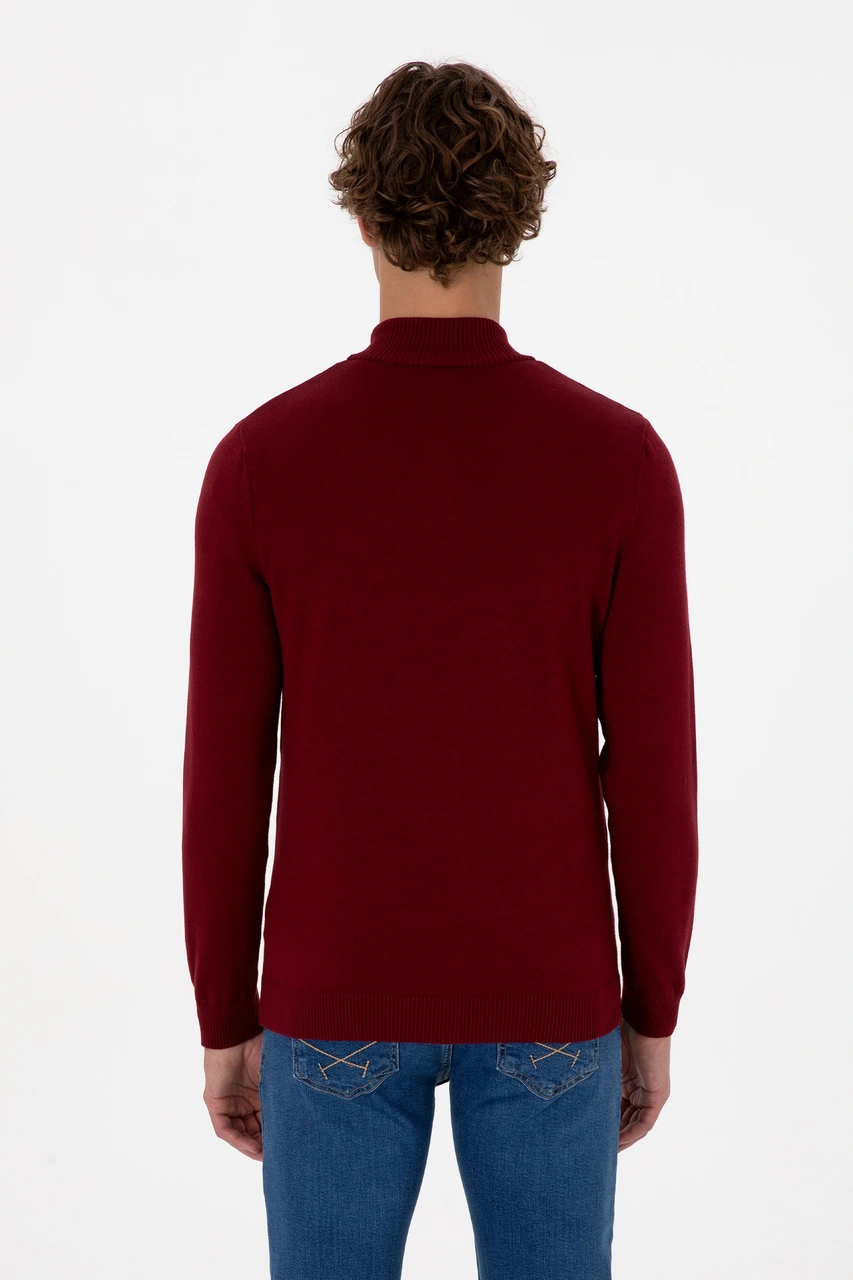U.S. Polo Assn. Erkek Slim Fit Yarım Fermuarlı Bordo Basic Kazak 50313695-VR014 U.S. Polo Assn. Erkek Slim Fit Yarım Fermuarlı Bordo Basic Kazak 50313695-VR014