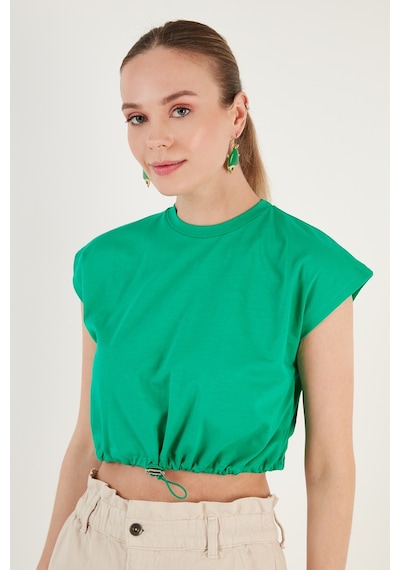 Lela Bisiklet Yaka % 100 Pamuk Crop Bayan T Shirt 5865587 Benetton