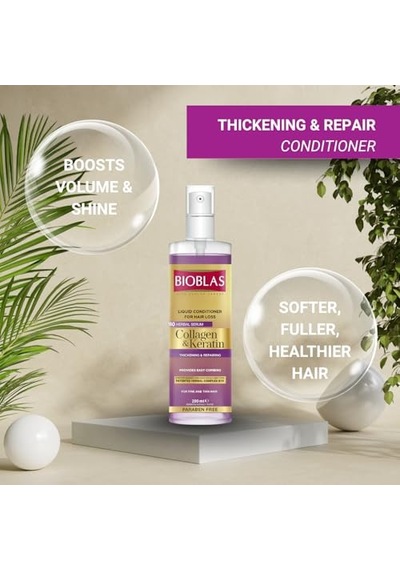 Kolajen &amp Keratin Sıvı Saç Kremi Durulanmayan, Onarıcı &amp Dolgunlaştırıcı Etki, Bitkisel Kompleks B1