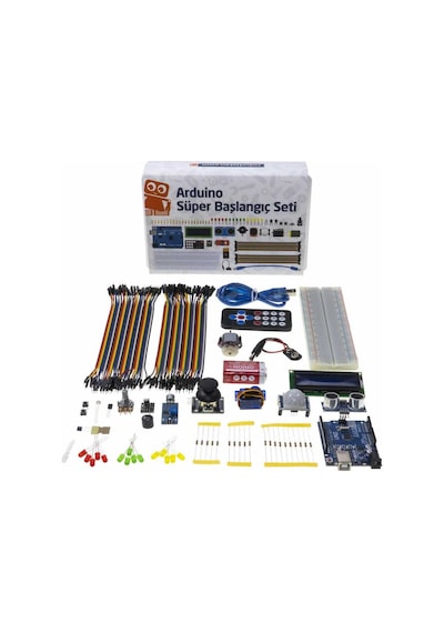 Arduino Uyumlu Süper Başlangıç Seti Uno Rev3 (Klon) (E-Kitap Hediyeli ve Videolu)