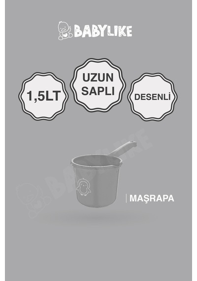 Çocuklar İçin 2'li Banyo Seti- Kulplu Kova & Oluklu Maşrapa Gri Gri
