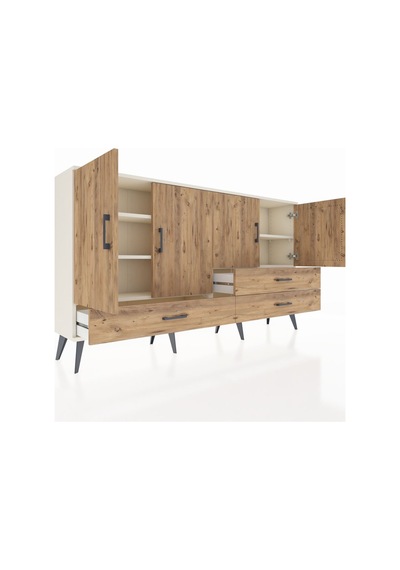 Arges Konsol 5 Raflı 3 Çekmeceli 4 Kapaklı 176x30x99 Aytaşı-çam Aytaşı-çam