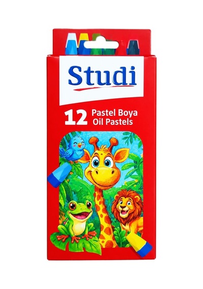 12'li Pastel Boya Seti Kırmızı