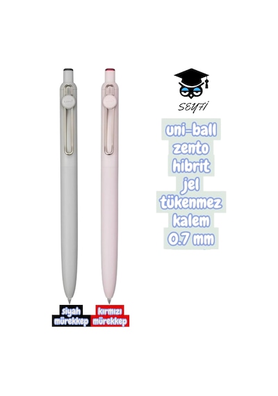 Uni-ball Zento Hibrit Jel Tükenmez Kalem 0.7 Mm Siyah-kırmızı Mürekkep 2 Adet Uniball Çok Renkli