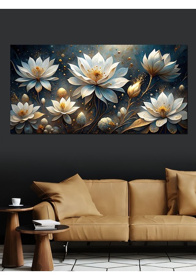 Kanvas Tablo Beyaz Lotus Çiçekleri