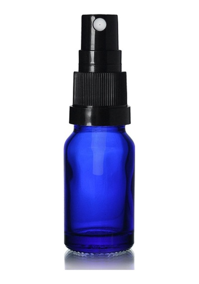 20ml Mavi Cam, Siyah Sprey Başlıklı Şişe, 24 Adet, Cam Şişe, Sprey Şişesi, Ecza Şişesi, Dropper Şişe, Medikal Şişe