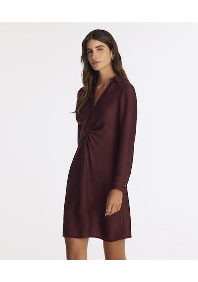 Yargıcı Düz V Yaka Uzun Kol Elbise 25kkel7051p 016 Bordo