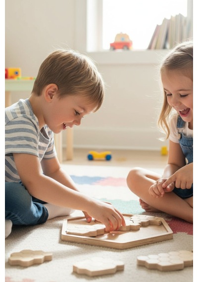 Ahşap Eğitici Petek Puzzle Model Yapboz