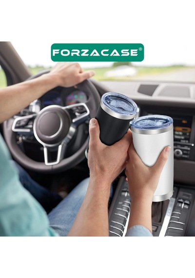 Forzacase Çift Katmanlı Paslanmaz Çelik Pipet Girişli 600ml Sıcak Soğuk Tutan Bardak Termos Mug - Fc1142 Siyah