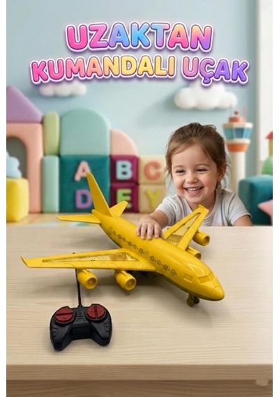 Uzaktan Kumandalı 6 Yönlü Eğitici Pilli R/c Hızlı Ve Eğlenceli Oyuncak Yolcu Uçağı Sarı