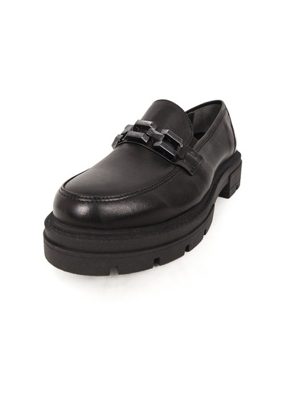 Dericlub Kadın Loafer Kalın Taban Tokalı Makosen Ayakkabı Br 44282 Siyah