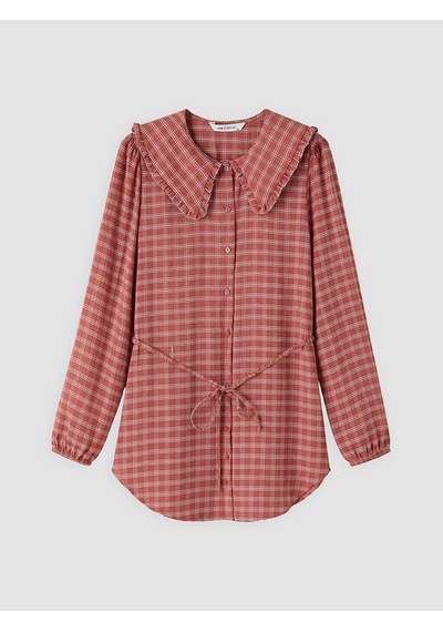 Lcw Everyday Bordo Bebe Yaka Ekose Kadın Gömlek Tunik