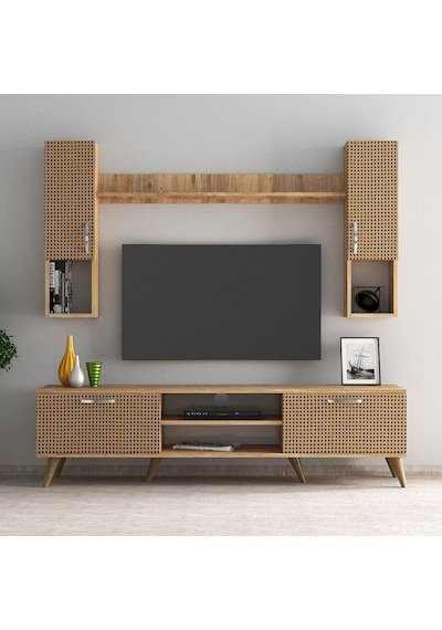 Mega 180 lik Kapaklı Raflı Tv Ünitesi Çam Hazeran Kapaklı - TVU02 Mega 180 lik Kapaklı Raflı Tv Ünitesi Çam Hazeran Kapaklı - TVU02