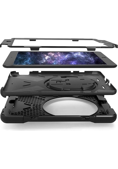 Apple Uyumlu iPad  Pro 10.5, 3 Katmanlı Standlı Zırh Kılıf-Shockproof Case (323622378)