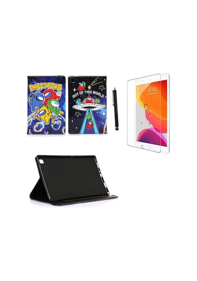 Ipad Mini 4 Kılıf A1538 A1550 Kılıf Kabartma Resimli Kılıf + Ekran Koruyucu + Kalem Kapaklı Kılıf